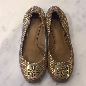 Gold Tory Burch Flats